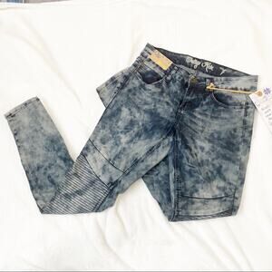 Indigo Rein skinny acid wash jeans dark blue space dye size 7 new with tags NWT